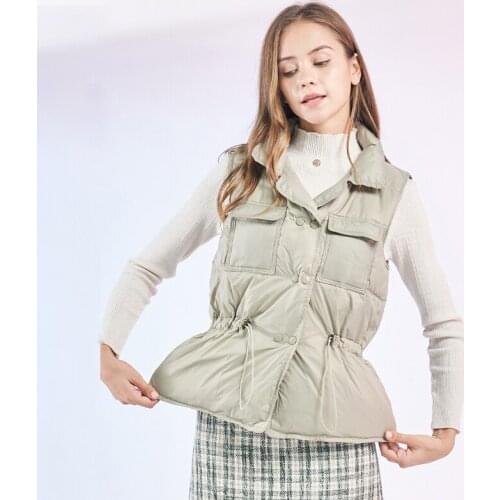 White Duck Down Coat 2021 Autumn Winter Women Short Vest Windbreaker Lightweight Female Warm Waistcoat Sleeveless Ladies Outwear