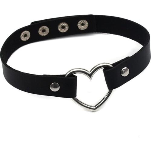 2020 PU Leather Choker Gothic Punk Necklace Circle Harajuku Lock Heart Lady Collares Key Jewelry for Women Necklaces Accessories