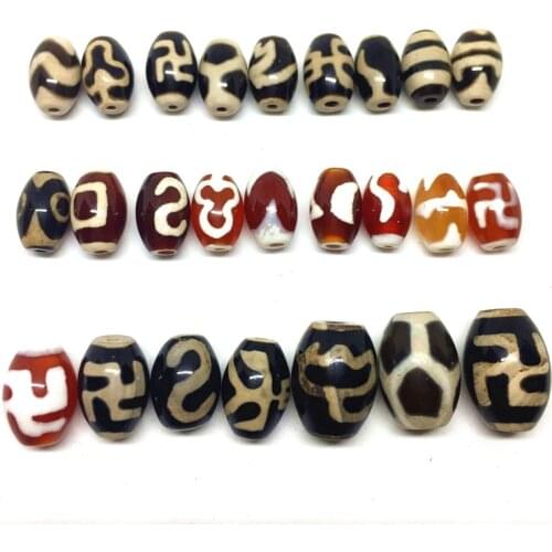 10pcs/lots Black and Red color 8*12mm 10*14mm 12*16mm Strip Money hook Lotus Ruyi Amulet Dzi Ji Beads Loosing Beads