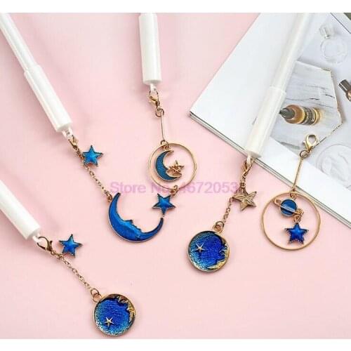 200pcs/lot Gel Pen Creative Starry Sky Star Moon Pendant Signature Pen For Girls Gifts Kawaii Stationery School Office Supplies