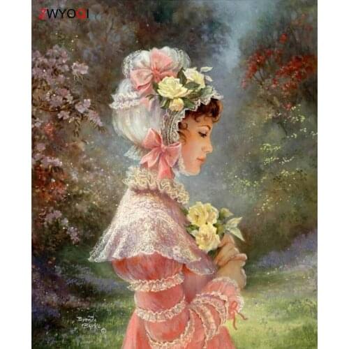 Full Square Diamond painting woman flower Garden Full Round Diamond mosaic woman flower 5D DIY Diamond embroidery Cross stitch