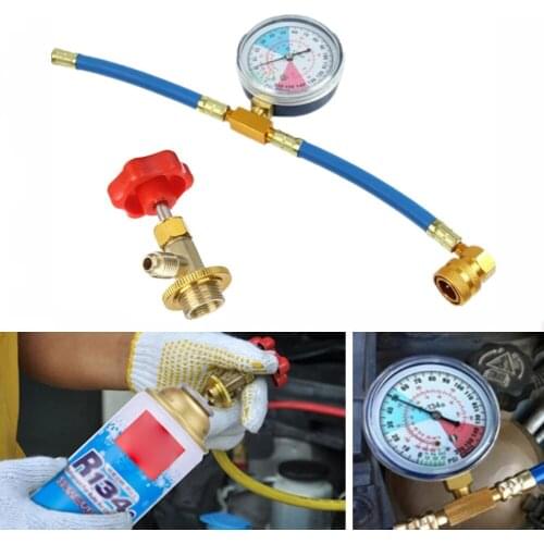 R134A M14 A/C Car Air Conditioning Refrigerant Recharge Measuring Hose Gauge Measuring Kit Car Accessories