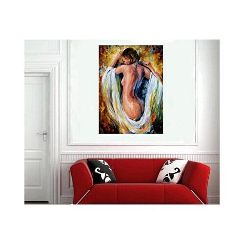 Free Shipping 100% Hand-painted knife Oil Painting Girl in bathing Wall Art Abstract High Quality As perfect gift Home decor