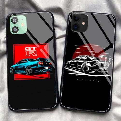 Riccu Tokyo Jdm drift car Phone Case Tempered Glass For iPhone 11 Pro XR XS MAX 8 X 7 6S 6 Plus SE 2020 12 Pro Max Mini case