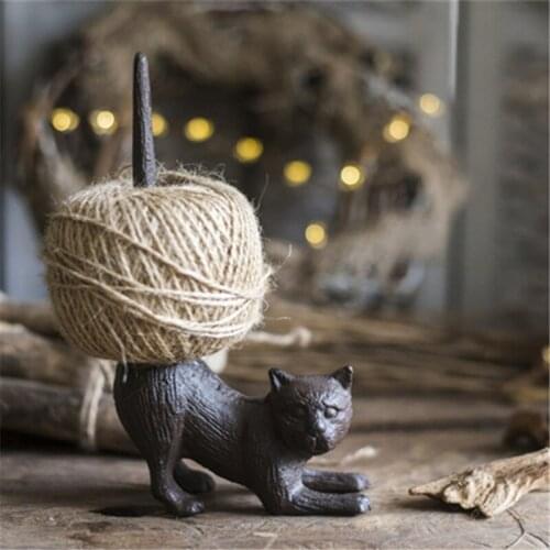 Cast Iron Cat Ring Rack Hemp Rope Organizer Holder Jewelry Metal Display Stand for Bracelet Bangle Garden