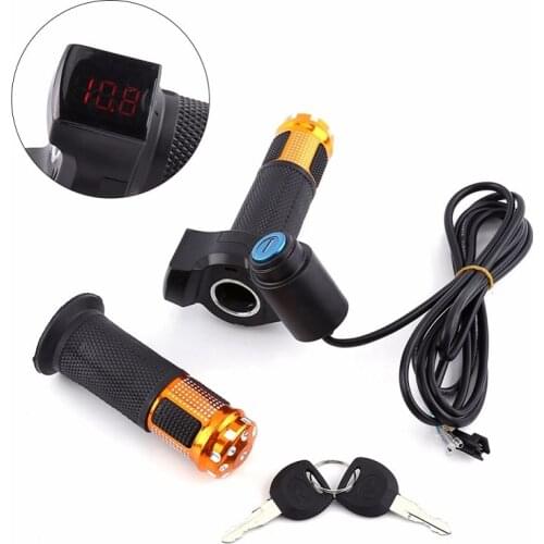 Electric Bike Twist Throttle Accelerator 5 Wires Grips with LED Display Handle Key Knock Electric Bike Scooter Accelerator