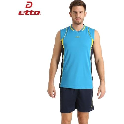 Etto Professional Men Sleeveless Volleyball Set Team Uniforms Breathable Quick-dry Volleyball Jersey Suit Sportswear HXB002