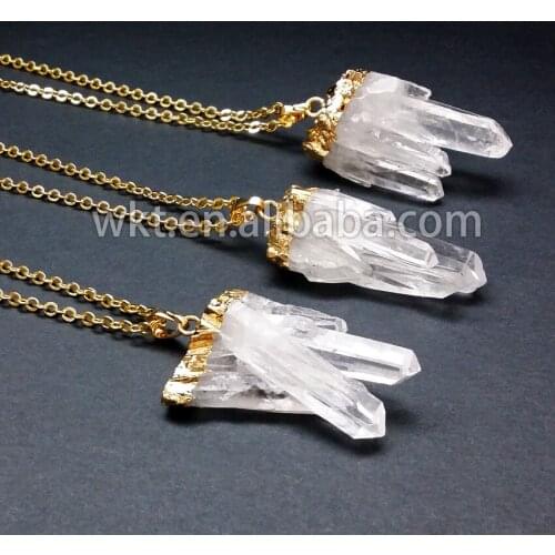 Hot!! natural white crystal quartz necklace, cluster crystal necklace, rough rock stone necklace