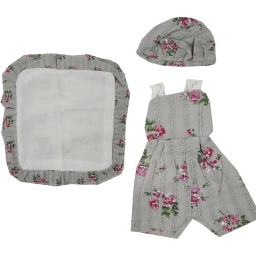 Lace Strap Overalls Rompers Hat Carpet Clothes for 10-11" Reborn Doll Girl