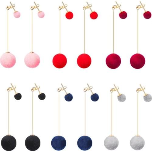 Korean Earing Long Tassel Earrings Sweet Plush Ball Earrings For Women Brincos Aring Brinco Earring Jewelry Oorbellen GIFT