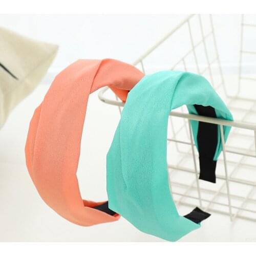 Summer New Headband Chiffon Yarn Solid Plain Color Cross Knot Hairband Ins Headbands for Women Hair Accessories