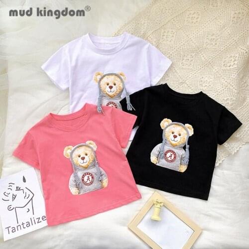 Mudkingdom Mother Daughter Son T-shirts Summer Solid Print Cartoon Casual Family Matching Clothes for Kids Fashion Cotton Tops
