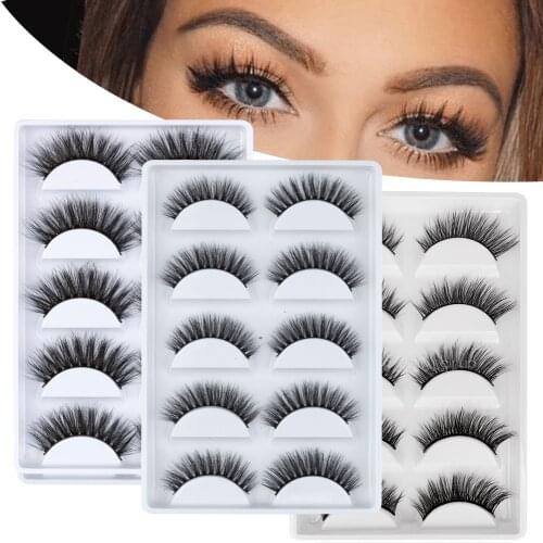 NEW Hot 5 pairs 100% Mink Eyelashes 3D False Lashes Makeup Fake Eyelash Extension faux cils Natural Fluffy Volume Soft Eye Lashe