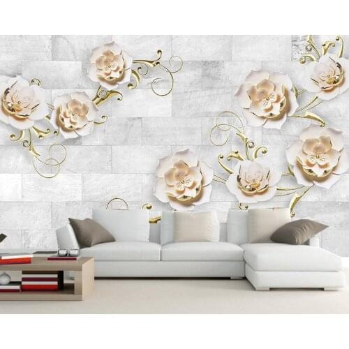 Papel de parede European retro embossed flowers 3d wallpaper murals,living room TV sofa wall bedroom wall papers home decor cafe