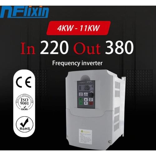 220V Single Phase Input VFD Frequency Inverter 7.5KW 3 Phase 380V Triphase Output Motor Speed Control Frequency Drive Converter