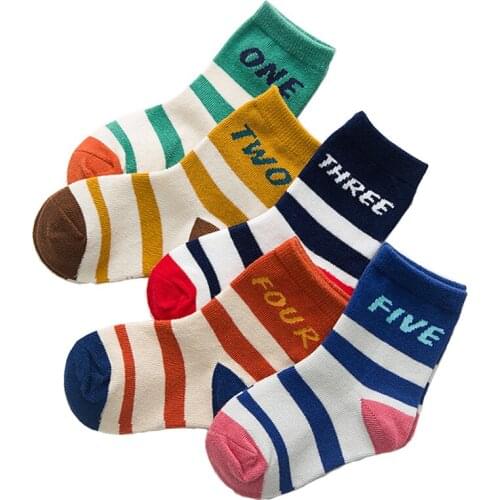 2018 Autumn Winter New Kids Socks Cotton Digital Stripes Colors Korean Fashion 1-12 Year Children Boys Girls Socks