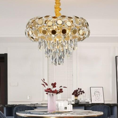 Postmodern simple metallic retro crystal chandelier creative personality model room light luxury living room lamps