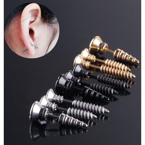 Fashion Steampunk Screw Stud Earrings Stainless Steel Body Piercing Earing Studs For Men Women Trinket Party Jewelry Gift