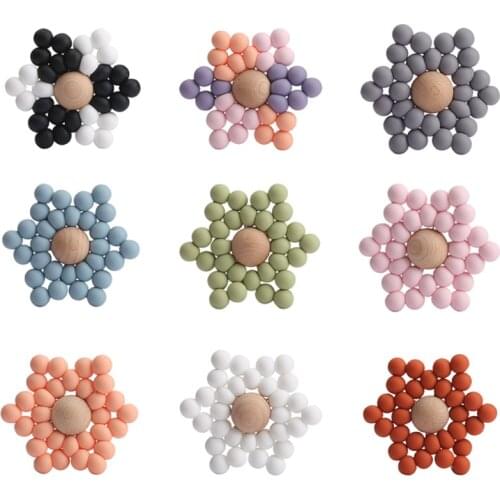 BPA Free Six-Pointed Star Silicone Baby Teething Toys Wood Ring Personalized Teether Protect Oral Health Gadget For Kids goods