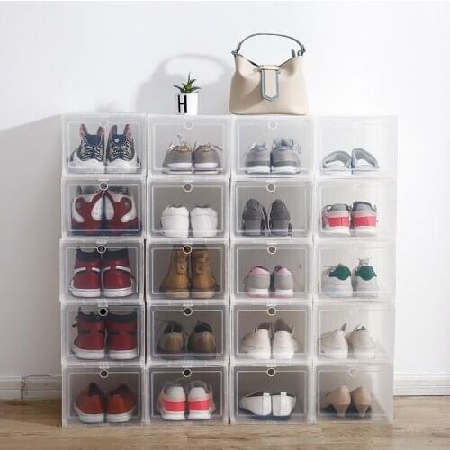 Stackable Shoes Storage Box Sustainable Sneaker Plastic Box Closet Cosmetic Load Organizer Finishing Miscellaneous Case Saving