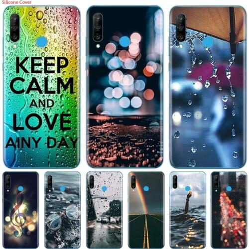 Umbrella Rainy Days Silicone Cover For Huawei P40 P30 P20 P10 P9 P8 Pro Plus Lite E Mini 2019 2017 Phone Case