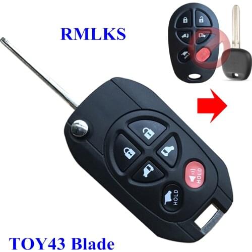 For Toyota Highlander Sequoia Sienna Tacoma Upgraded Modified Flip Remote Key Shell Case Fob 3 4 5 6 Buttons Replacement