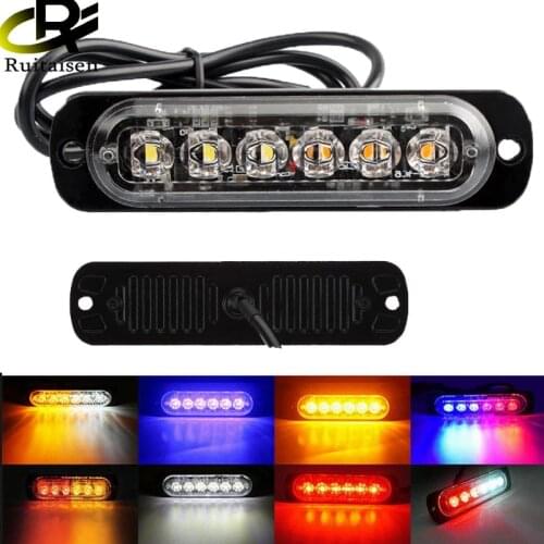 Light Bar Work Ligth 6 LED Flash Emergency Car Vehicle Warning Strobe Flashing Lights for Motorcycle Tractor Ultra-thin Lamp 12V