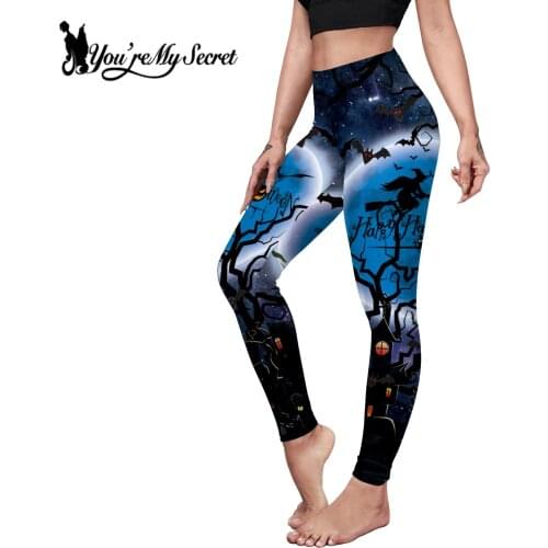 [You're My Secret]Gothic Style New High Waist Fitness Print Halloween Leggings Women Workout Legging Fashion Jeggings Women Pant