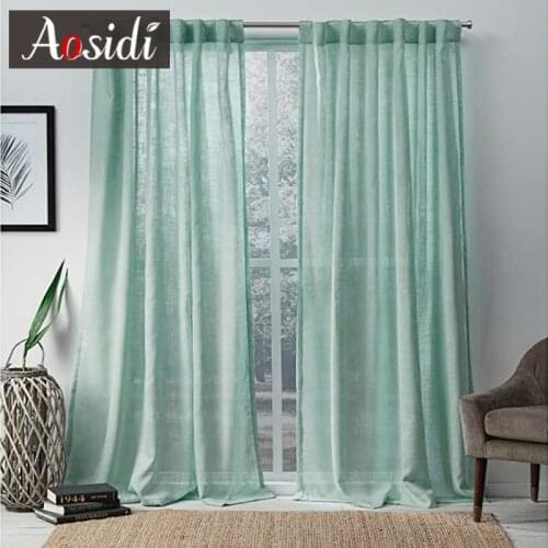 Linen Look Tulle Curtains For Living Room Window Sheer Curtain for Bedroom Farmhouse Crushed Voile Drapes Panels Cortinas