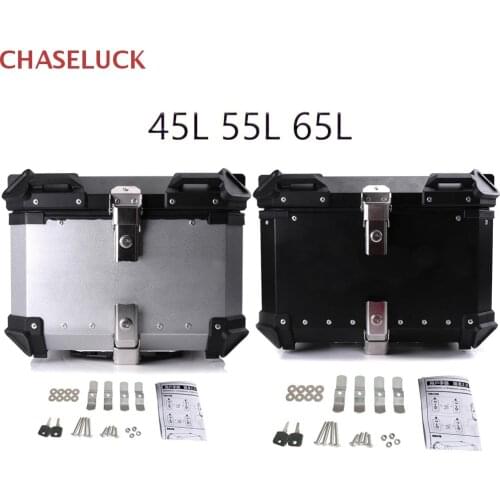 45L-65L Universal Motorcycle Rear Luggage Trunk Storage Moto Top Case Tool Box Waterproof Helmet Key Lock Tail Toolbox Aluminum
