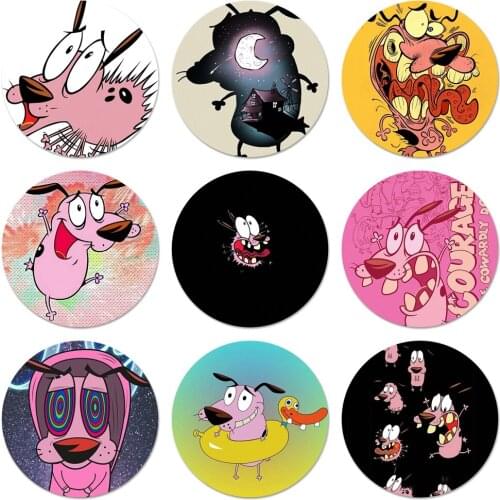 Cartoon courage cowardly dog Badge Brooch Pin Accessories For Clothes Backpack Decoration gift 58mm