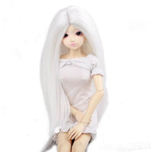 [wamami] 97# White Straight Long Wig 1/4 MSD 1/3 1/6 SD DZ AOD BJD Dollfie 7-8"