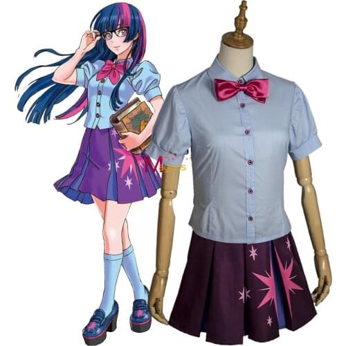 Anime Costume Rainbow Pony Twilight Sparkle Cosplay Costume Women Uniform Lovely Outfit Shirt Skirt For Women
