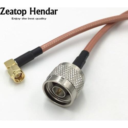1Pcs RG142 Low Loss Cable Angle SMA Male Plug to N Male Jack RF Crimp Coax Pigtail Connector 10CM 15CM 20CM 30CM 50CM 1M 2M 5M