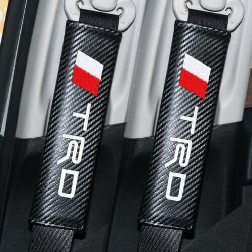 2 PCs car seat belt cover carbon fiber safety box for Toyota TRD Avensis Auris Hilux Corolla RAV4 Camry car accessories
