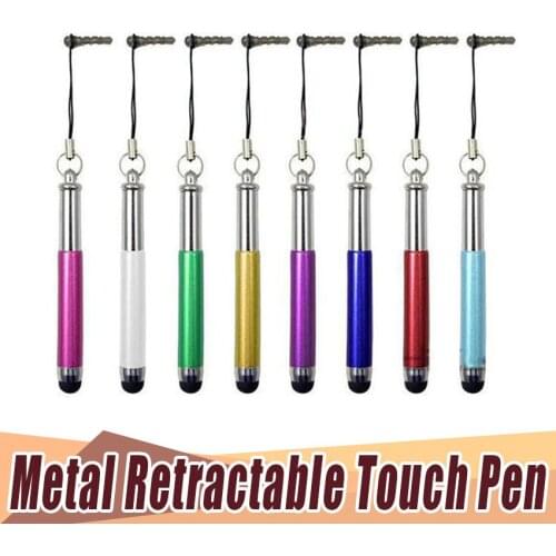 500pcs/lot Universal Bullet Retractable Stylus Touch Pen for Iphone Ipad Itouch Tablet PC Capacitive Touch Pen
