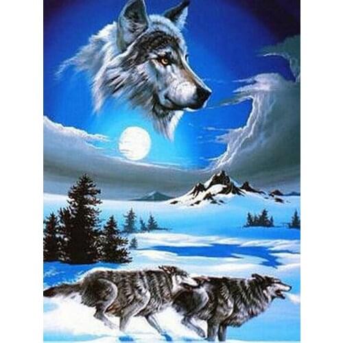 5D Diamond Embroidery Animal Home Decor Painting Handmade Gift Diamond Mosaic Wolf Picture of Rhinestone Wall Art round&square