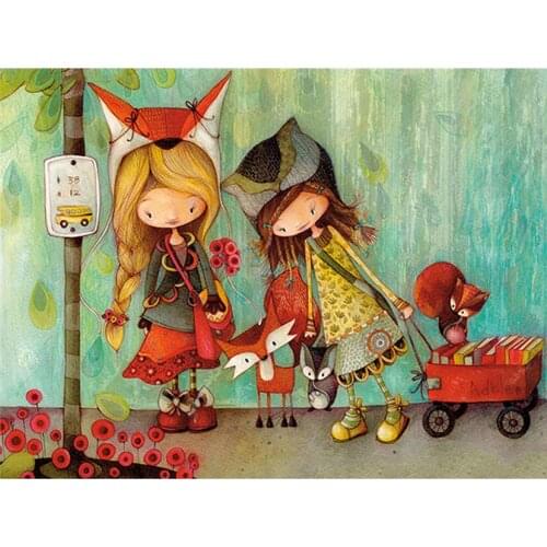 Diamond Embroidery Cartoon Girl Diamond Painting Cross Stitch Needlework Home Decoration Square Drill Children Gifts GJ8569