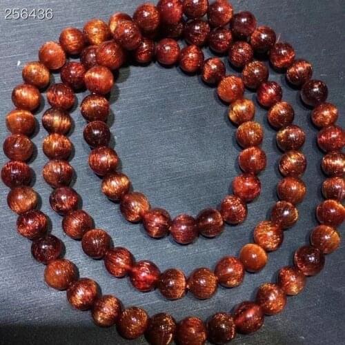 Genuine Natural Copper Rutilated Quartz 3 Laps Clear Round Beads Bracelet 6.5mm Women Men Cat Eye Wealthy AAAAA