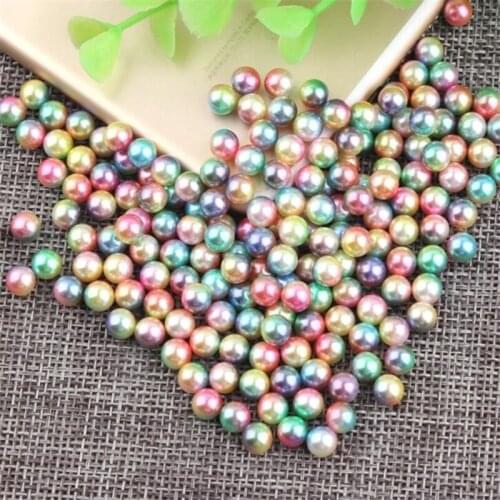 Loose 2.5mm-12mm Symphony Yellow Rainbow Color DIY Plastic Imitation No Holes Pearl Bead for Garment Hand Craft Art Decoration