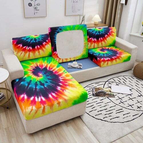 Tie Dye Sofa Seat Cushion Cover for Living Room Sofa Covers Chaise Longue Elastic Sofa Seat Cover Protector Corner Sofa Cover