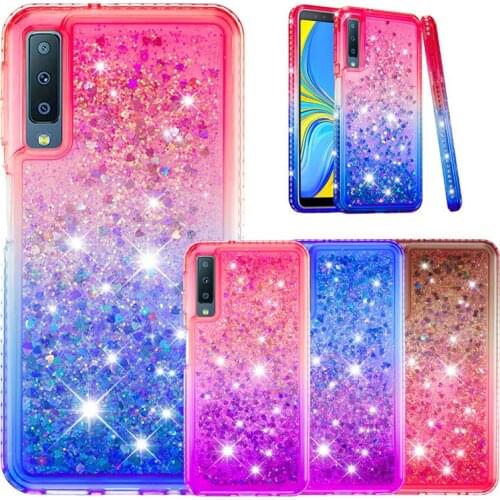 A7 2018 A750F Case Diamond Glitter Shiny Silicone TPU Cases For Samsung Galaxy A7 2018 A750F Liquid Dynamic Quicksand Cover