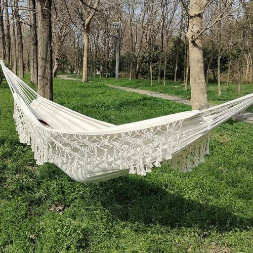 Ins Style 2 Person Hammock Boho Large Brazilian Macrame Fringe Double Deluxe Hammock Swing Net Chair Outdoor Indoor Hanging Deco