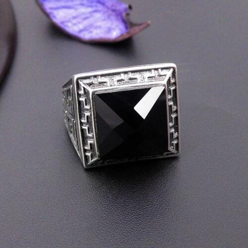 Fashion Jewelry S925 Sterling Silver Retro Thai Silver Natural Mens Open Ended Ring Atmospheric Vintage Fashion