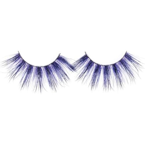 Cosplay Colorful Eyelash Purple Dramatic 25mm Crisscross Mink Eyelashes Christmas Theme Lashes With Cases Wholesale 10PCS