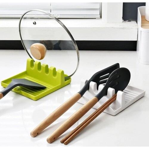 Kitchen Spoon Holders Fork Spatula Rack Shelf Organizer Plastic Chopsticks Holder Non-slip Spoons Pad