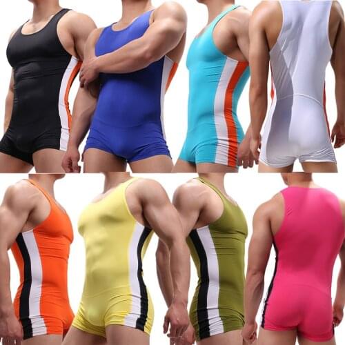 Men Undershirts Shorts Seamless Sports Gym Workout Bodysuits Leotard Slip Homme Wrestling Singlet Jumpsuits Swimwear Sleepwear