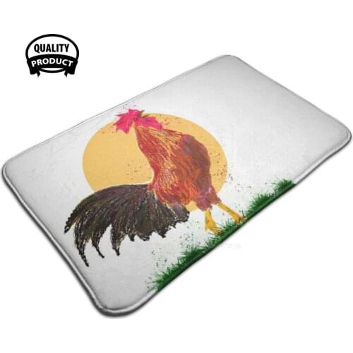 The Rooster In The Morning Soft House Family Anti-Slip Mat Rug Carpet Chicken Lady Chicken Farmer Natures Artwork Crowing