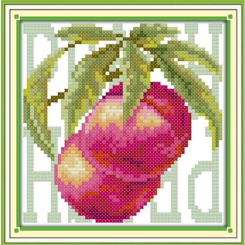 Colored fruit-peach cross stitch kit cartoon 11ct count print canvas stitches embroidery DIY handmade needlework plus