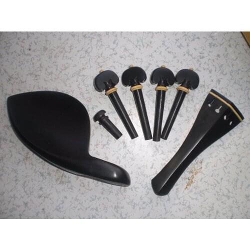 10 Sets Ebony Violin Parts and 10 PCs Gold Color Violin Chin rest clamp and 10 PCs Violin guts all 4/4